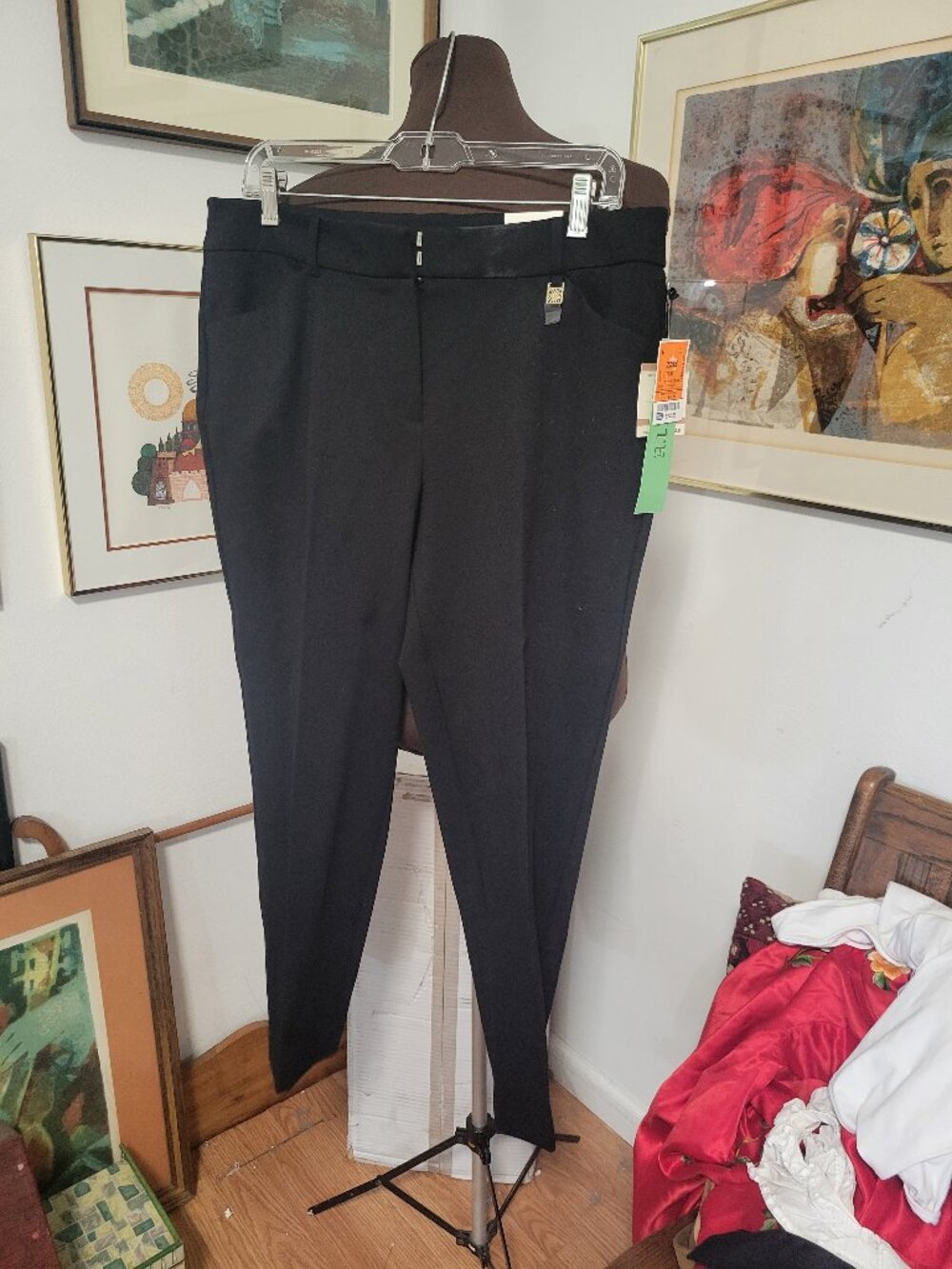 NWT Black Anne Klein Cigarette Pants Slim Ankle Size 12P
